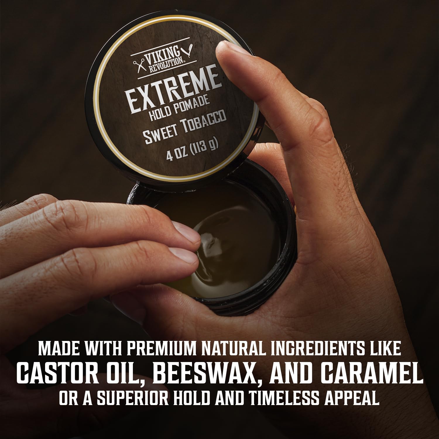 Viking Revolution Tabac Doux — huile de ricin et cheveux nourris en profondeur.