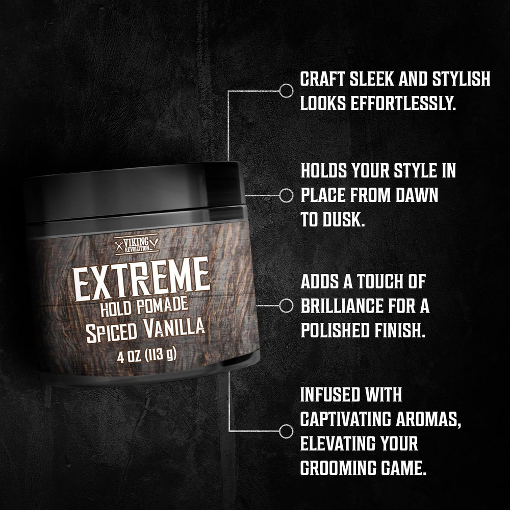 Viking Revolution Pomade Vanille Épicée — application rapide et coiffage précis.