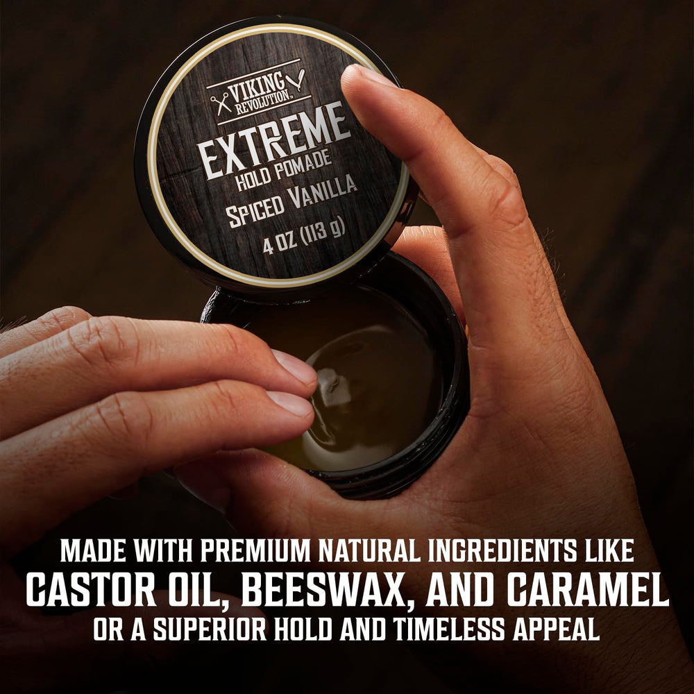 Viking Revolution Pomade Vanille Épicée — brillance élevée pour un look soigné.