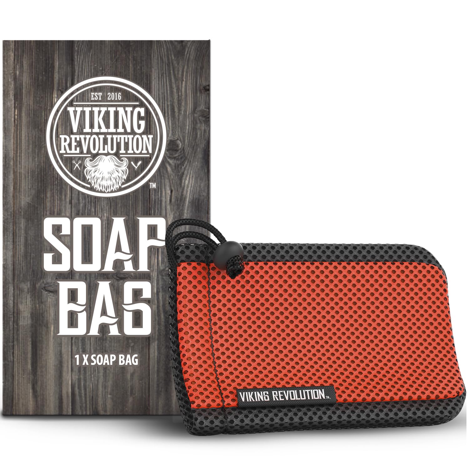 Viking Revolution sac savon avec cordon rouge, pratique et prolonge la vie du savon.