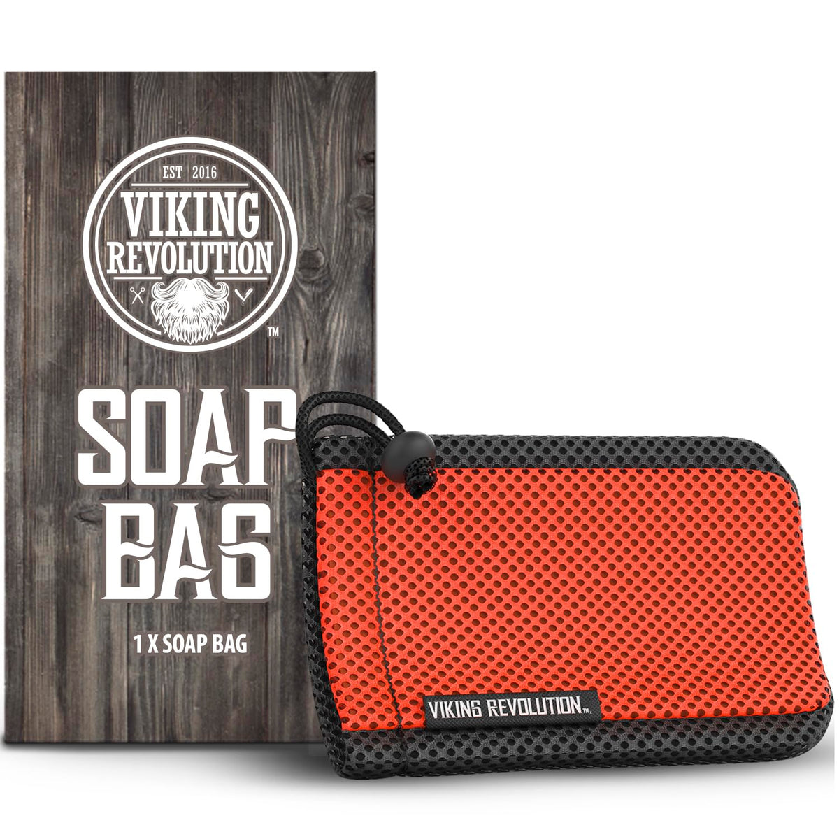 Viking Revolution sac savon avec cordon rouge, pratique et prolonge la vie du savon.