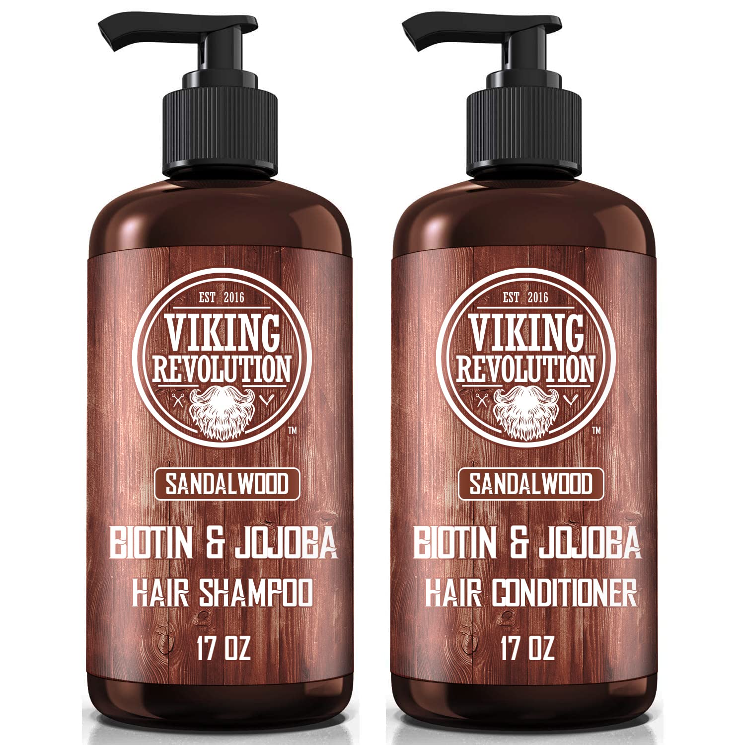 Shampoing Viking Revolution au bois de santal dans une bouteille; hydratation et fraîcheur.