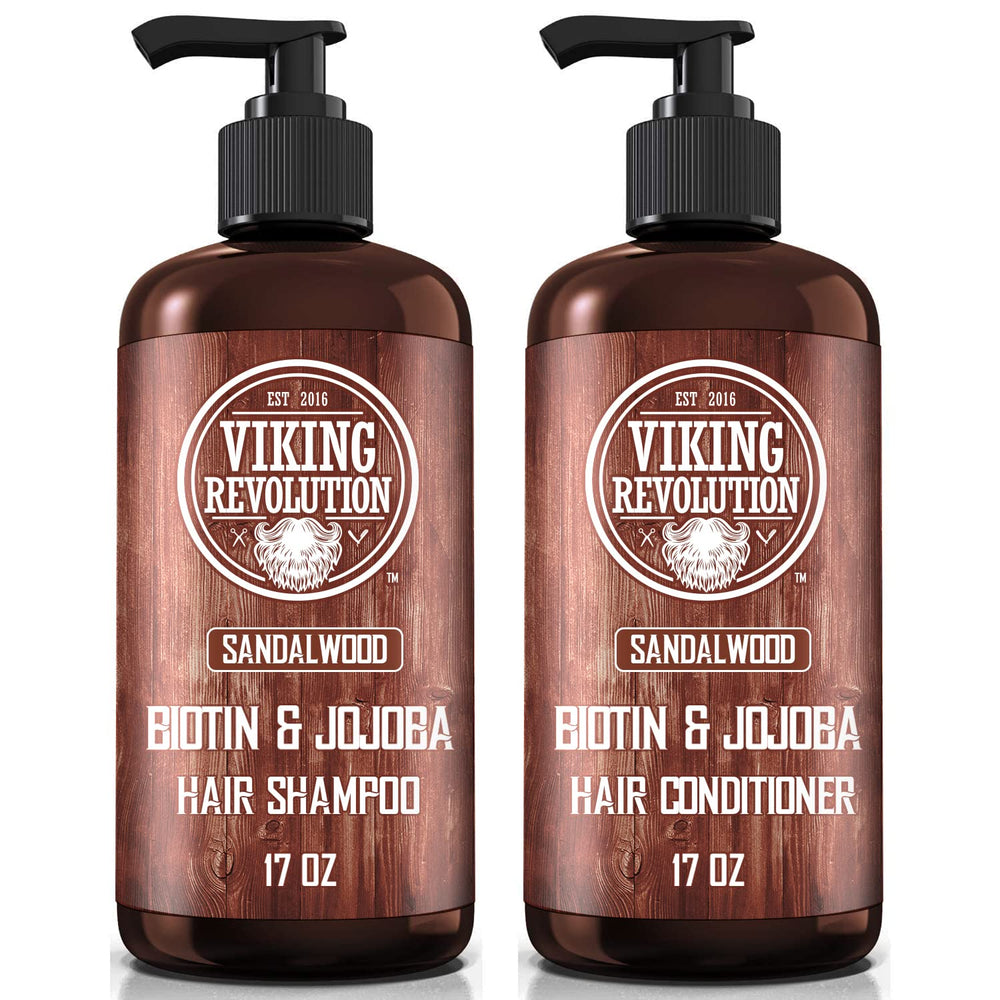 Shampoing Viking Revolution au bois de santal dans une bouteille; hydratation et fraîcheur.