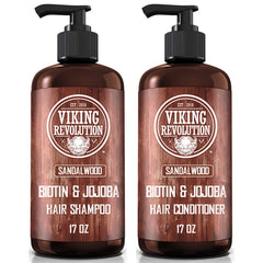 Shampoing Viking Revolution au bois de santal dans une bouteille; hydratation et fraîcheur.