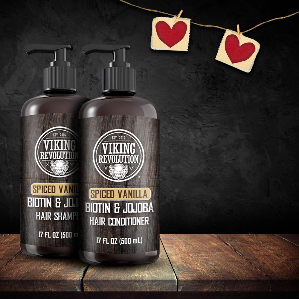 Après-shampoing Viking Revolution Spiced Vanilla en flacon pour cheveux doux et démêlés.