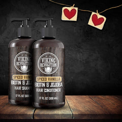 Après-shampoing Viking Revolution Spiced Vanilla en flacon pour cheveux doux et démêlés.