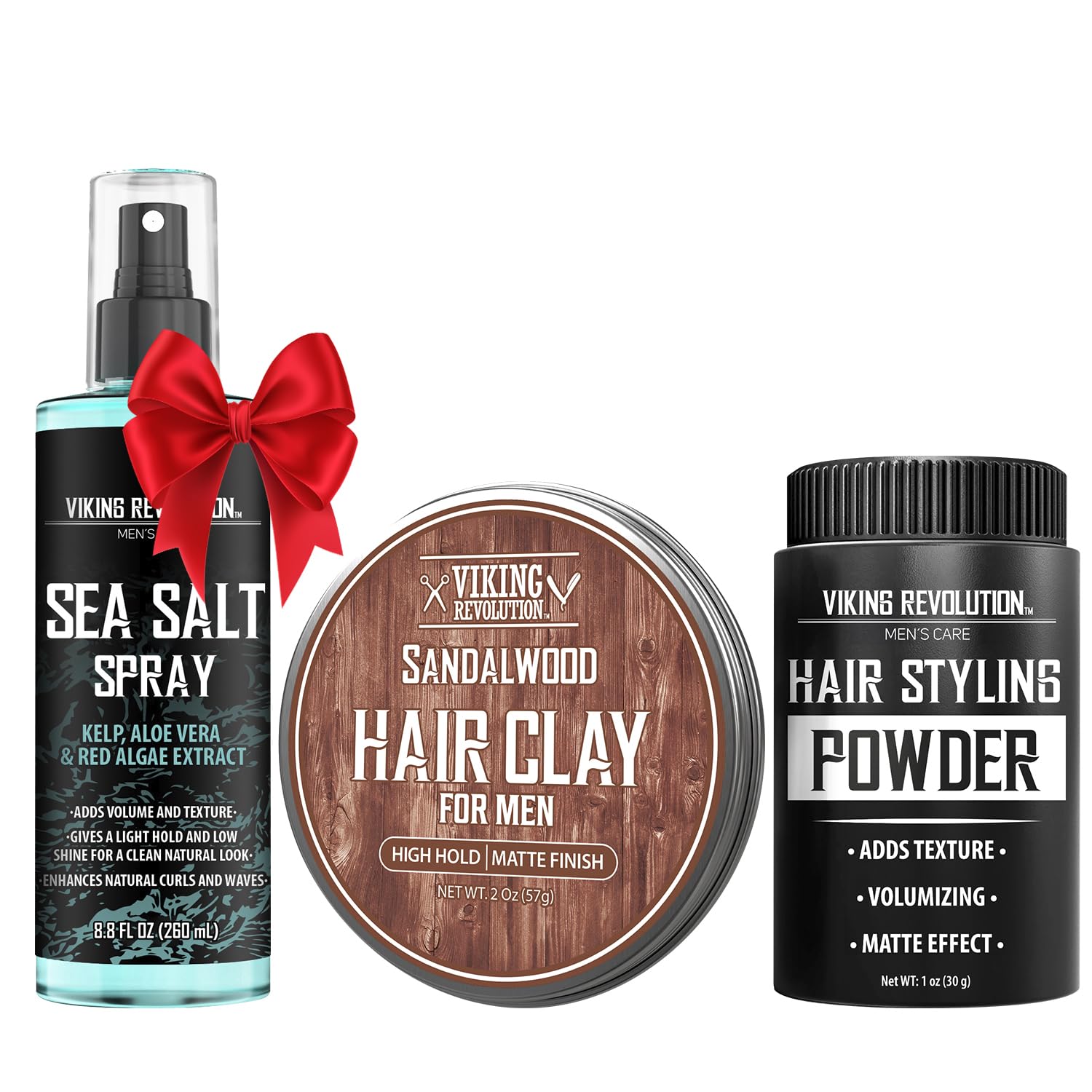 Spray sel marin Viking Revolution pour cheveux homme, texture naturelle et volume léger.