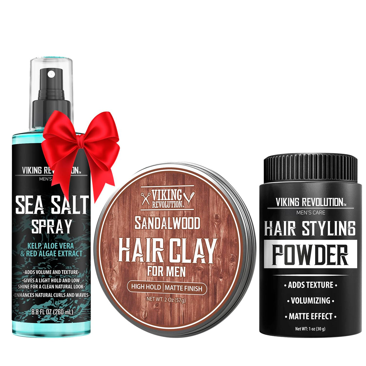 Spray sel marin Viking Revolution pour cheveux homme, texture naturelle et volume léger.