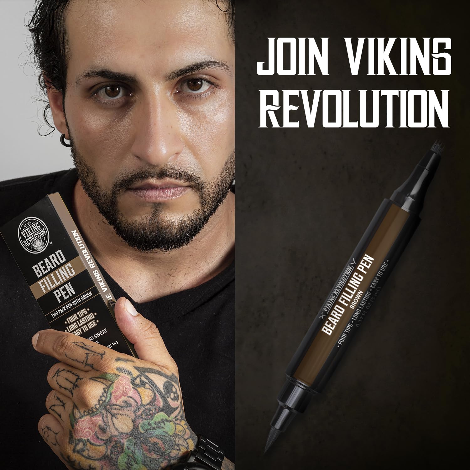 Stylo barbe Viking Revolution: contour précis pour corriger les zones clairsemées.
