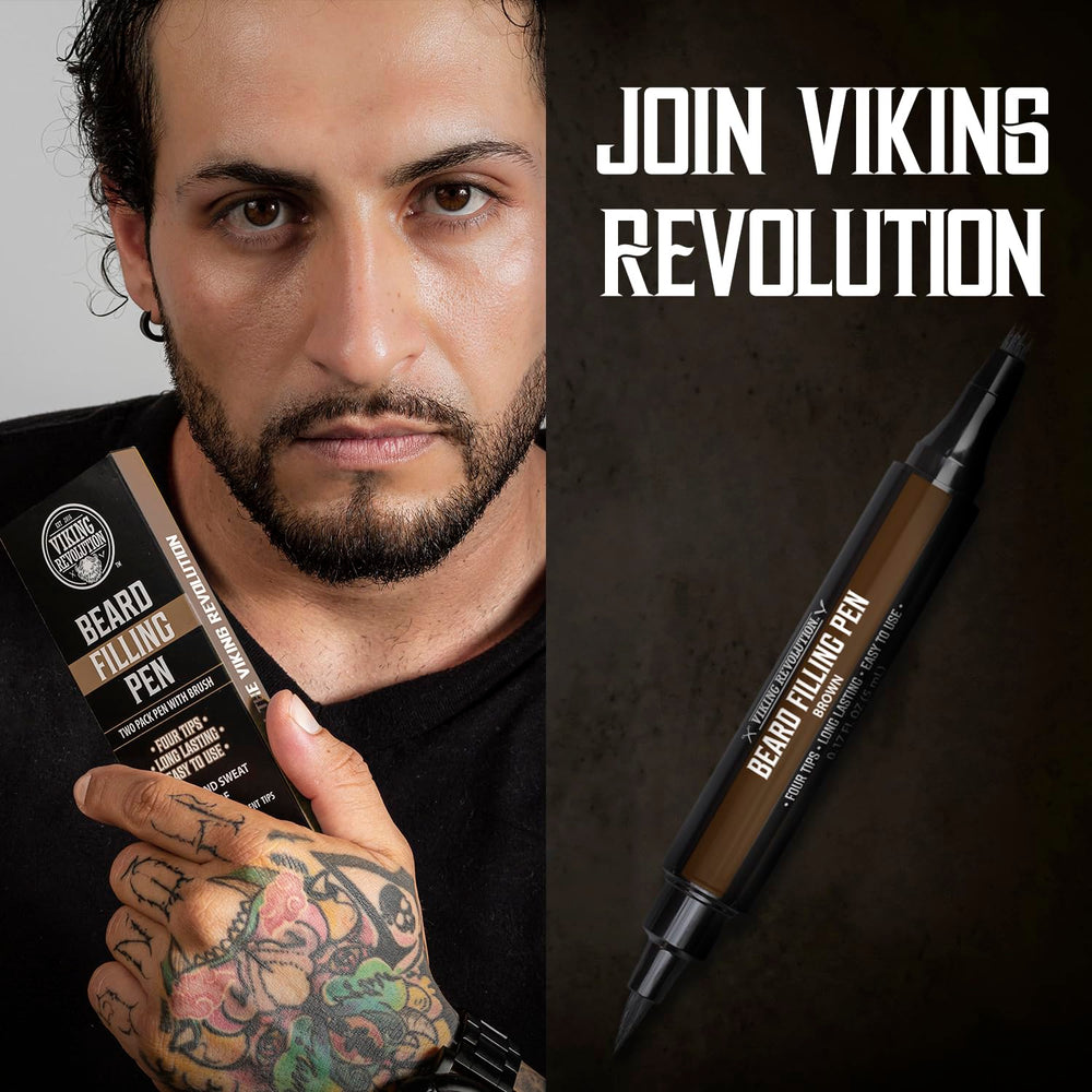 Stylo barbe Viking Revolution: contour précis pour corriger les zones clairsemées.