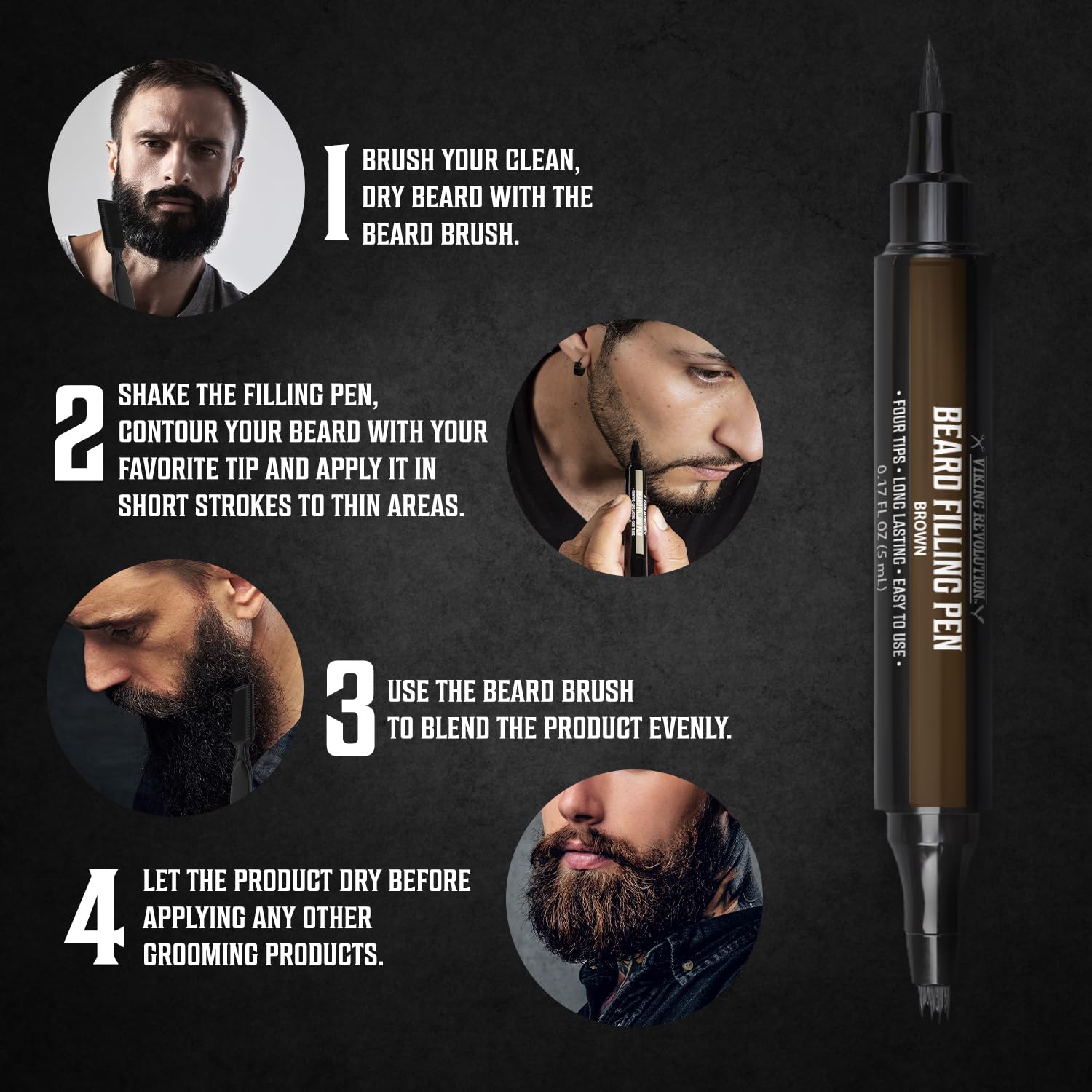 Stylo barbe Viking Revolution: tenue longue durée malgré chaleur et activité.