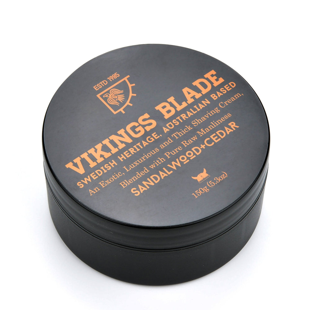 Vikings Blade crème rasage santal cedre – parfum boisé, rasage précis et luxueux.