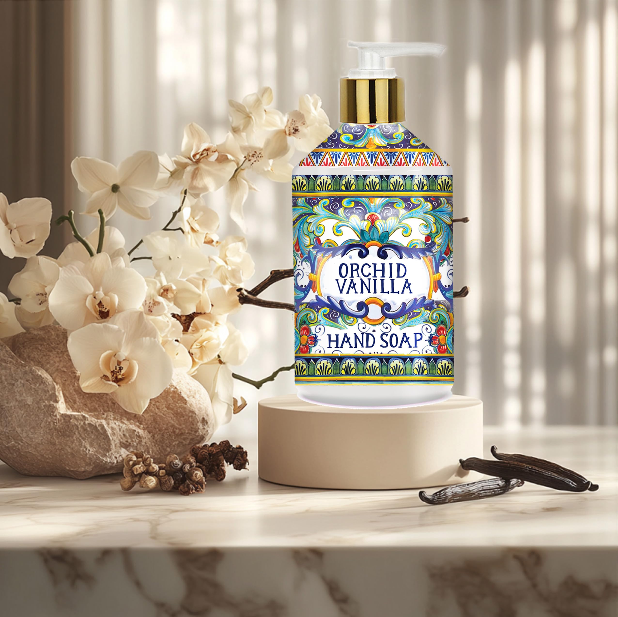 Villa Flora: bouteille jasmin-blanc, senteur élégante pour l’accueil.