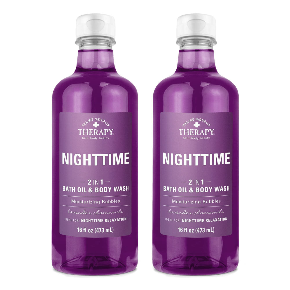 Village Naturals Therapy Nighttime Relief – bouteille bain-mousse apaisante et parfum lavande