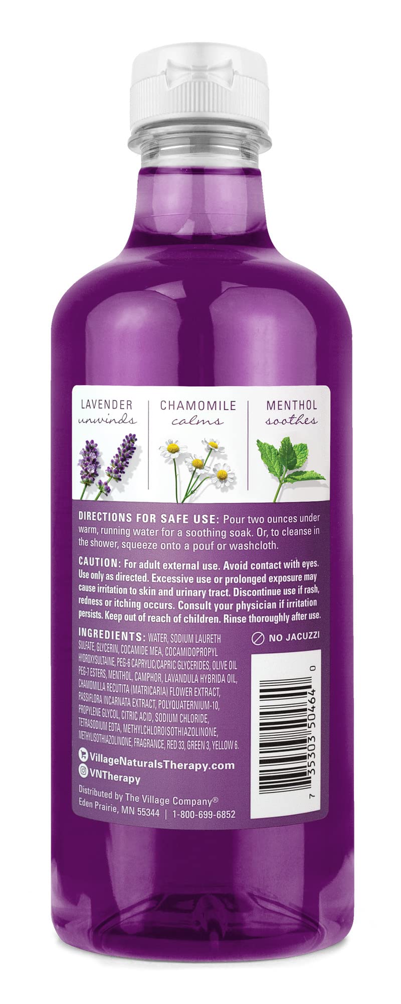 Village Naturals Therapy Nighttime Relief – versement dans l’eau chaude pour bain relaxant