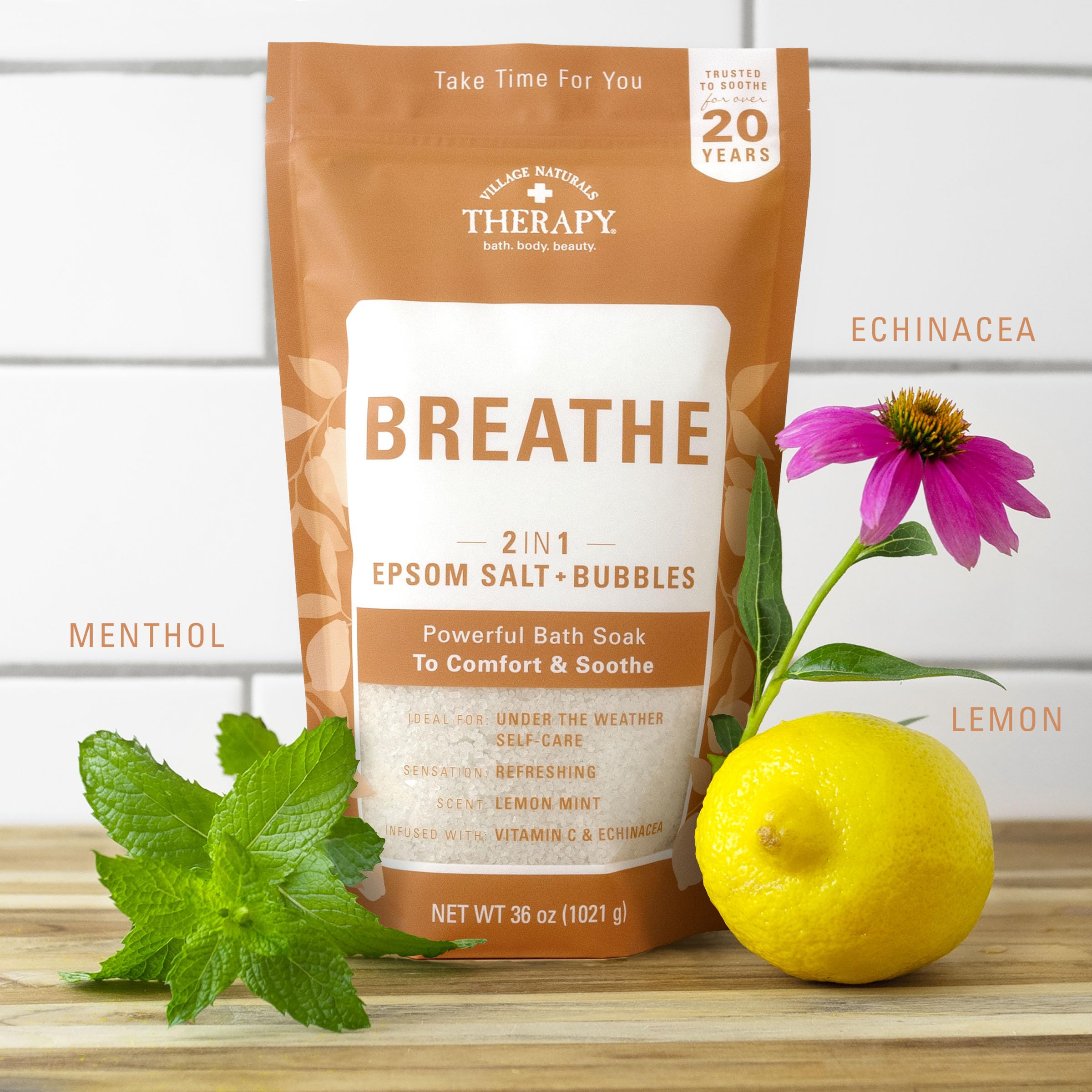 Village Naturals Therapy Breathe sels marins pour une expérience spa.