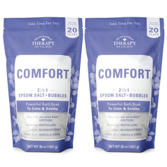 Village Naturals Therapy Comfort Bath Soak : bouteille prête à verser pour bain relaxant.