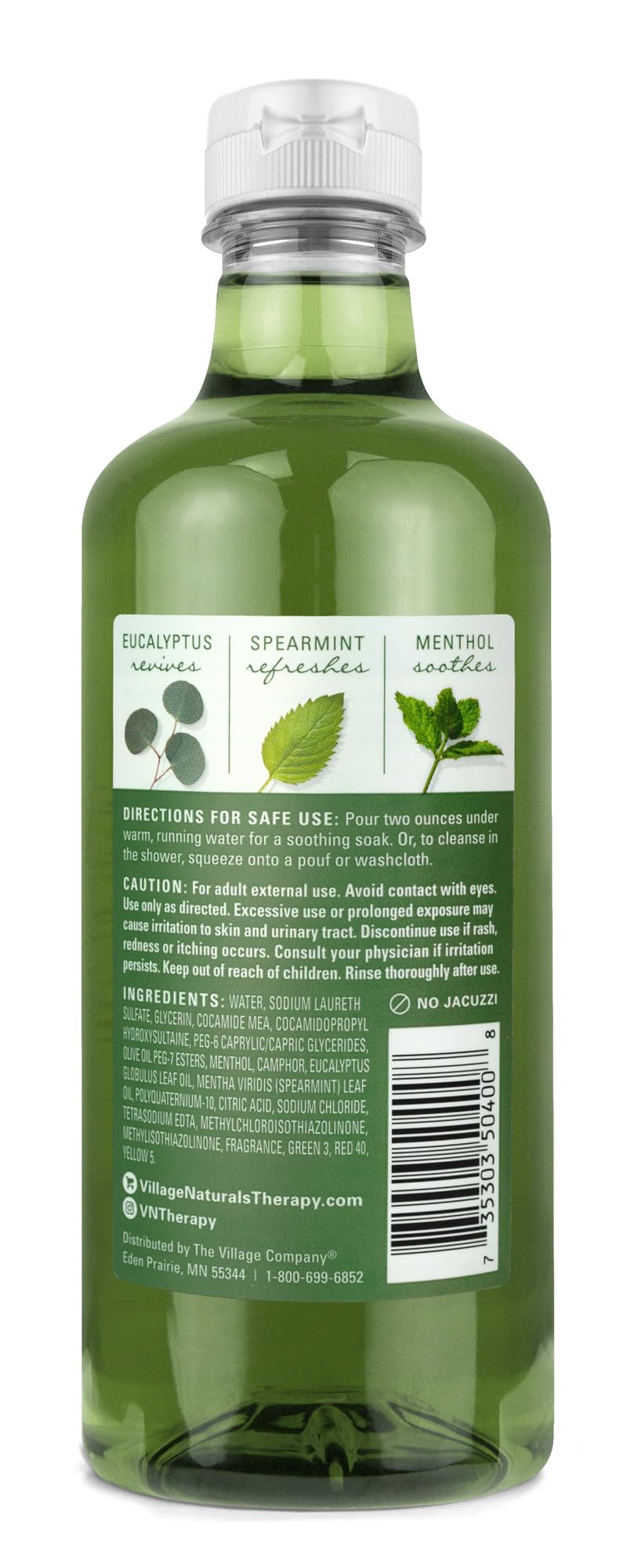 Pouring Village Naturals Therapy Muscle Foaming Bath Oil into warm water for a revitalizing bath