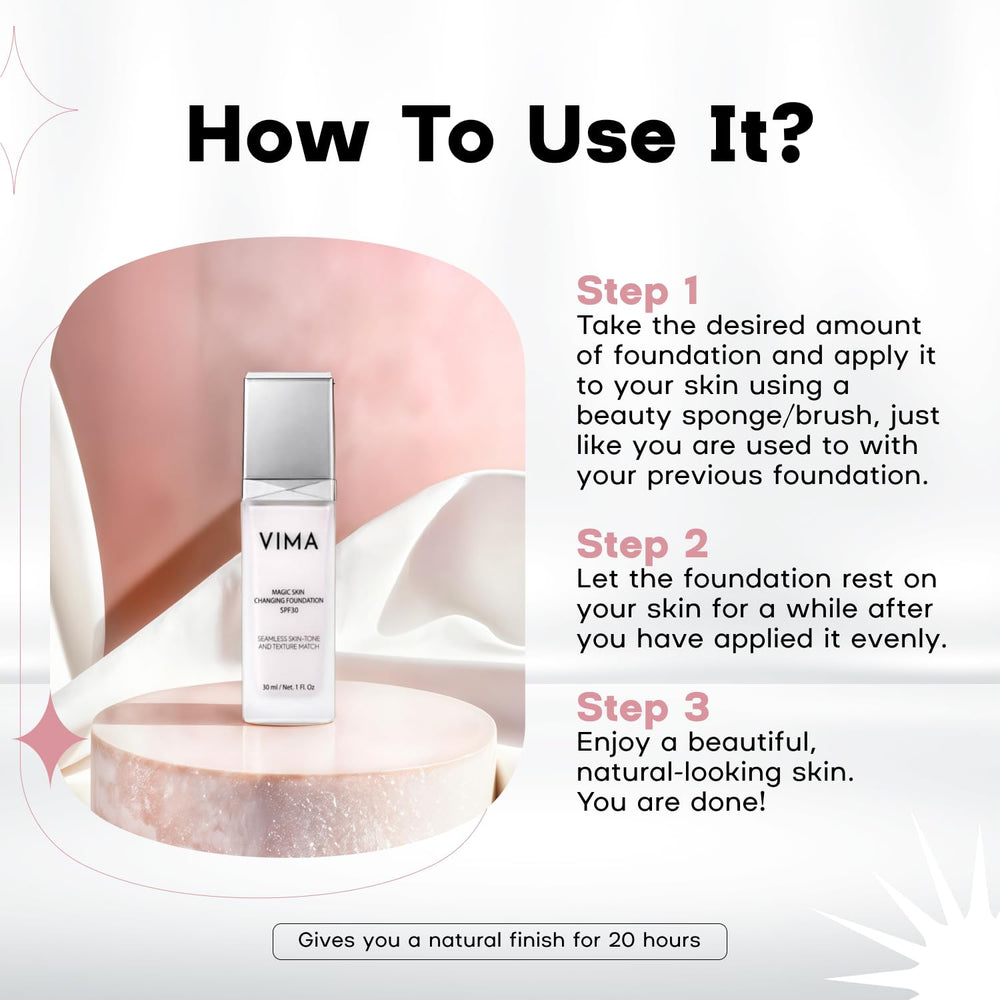 Vima Cosmetics: application facile pour un rendu homogène.
