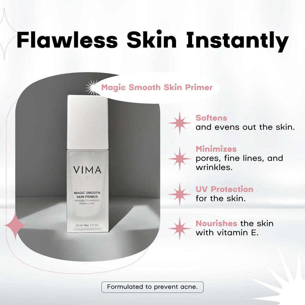 Vima Cosmetics Primer Base Maquillage Lisse et Matifiant : réduits l’apparence des pores.