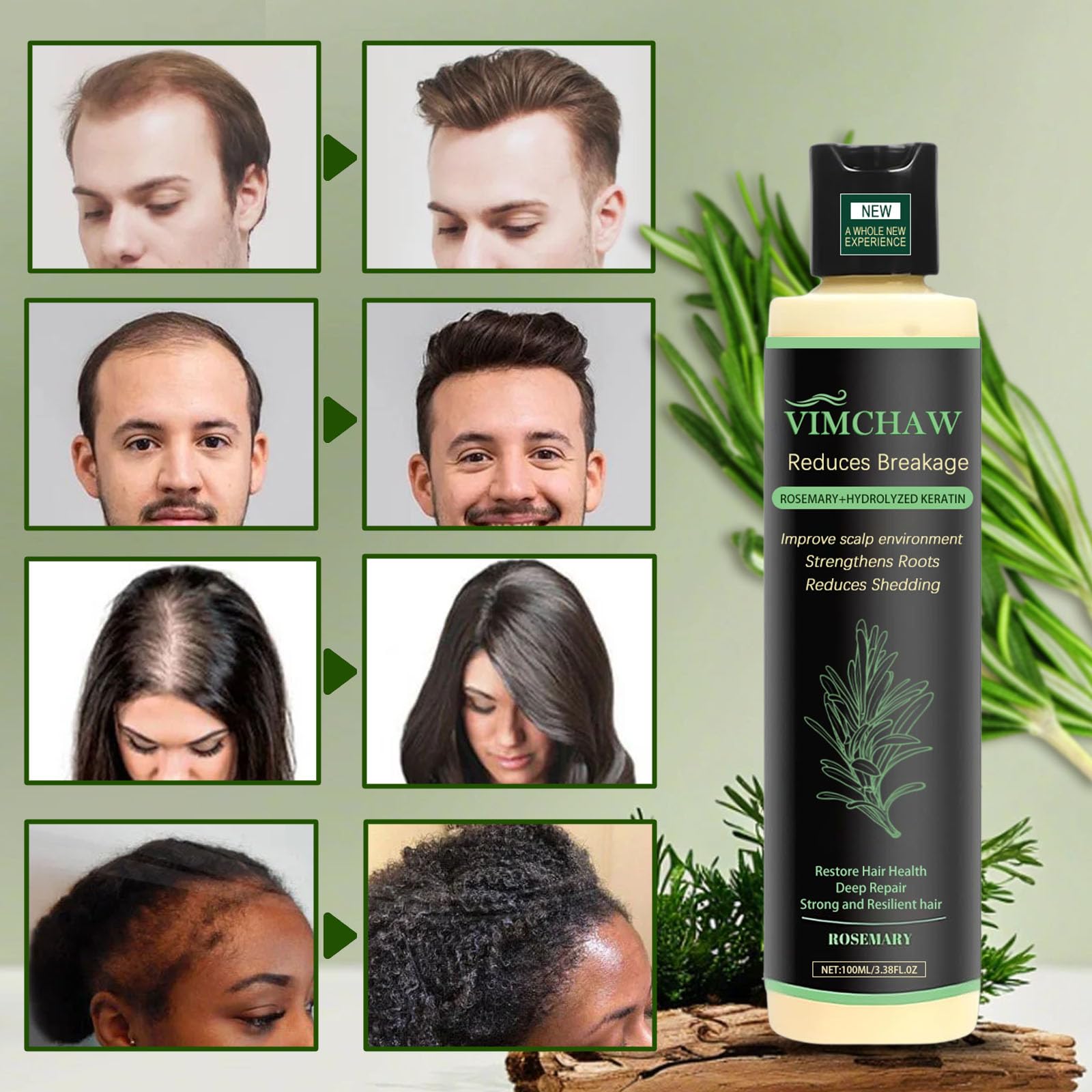 Vimchaw Shampoing Romarin – Formule sans silicones, soin quotidien doux