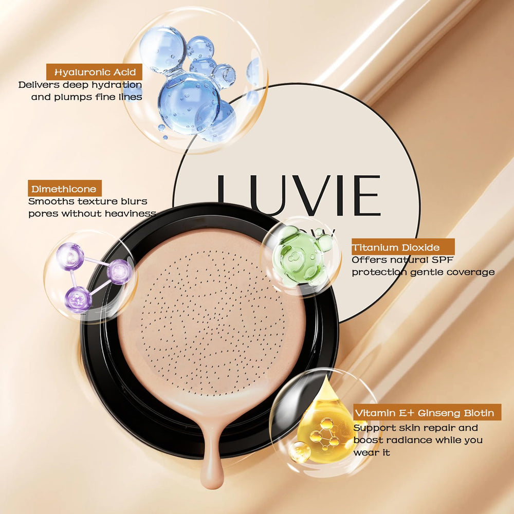 Teinte naturelle du Vincofoo Luvie Glow Cushion illuminant le teint