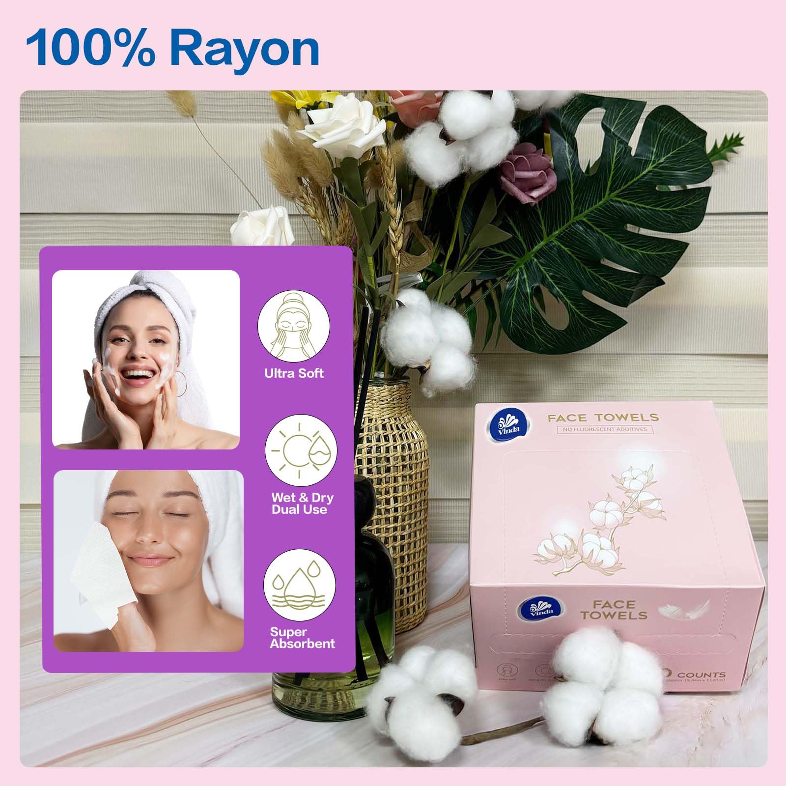 Démaquillage en douceur avec Vinda, efficacité et confort.
