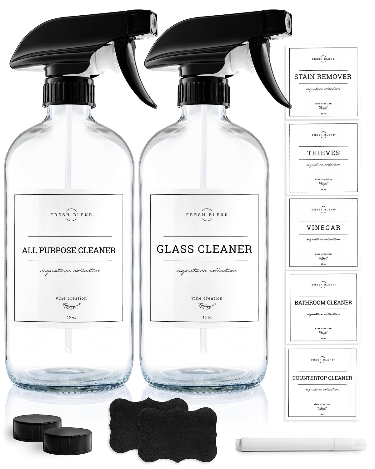 Bouteilles Vaporisateur Vine Creations en verre 16 oz pour nettoyages faciles