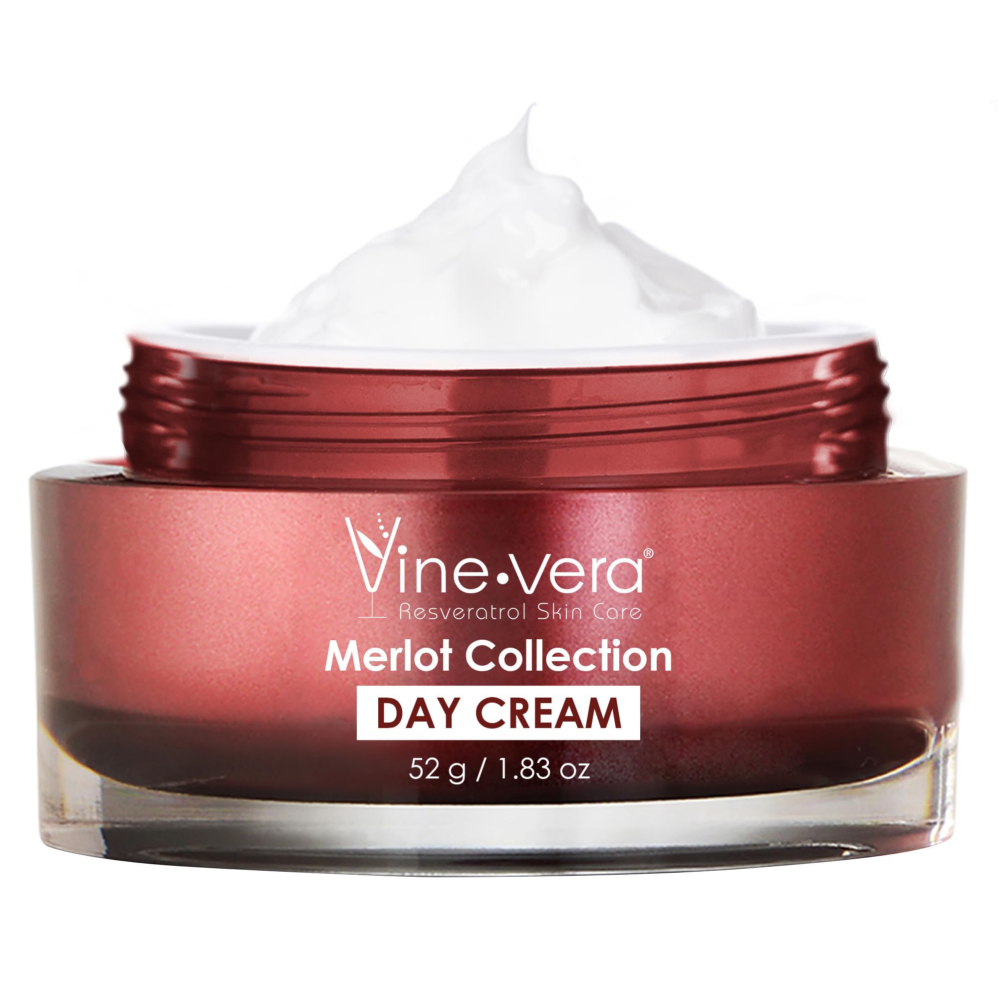 Crème de jour Merlot Vine Vera, texture veloutée offrant hydratation durable