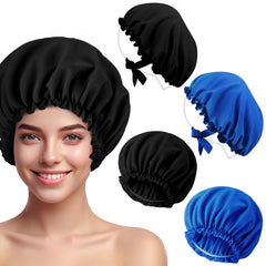 Bonnet Vinsatin noir protégeant les cheveux pendant le tanning.
