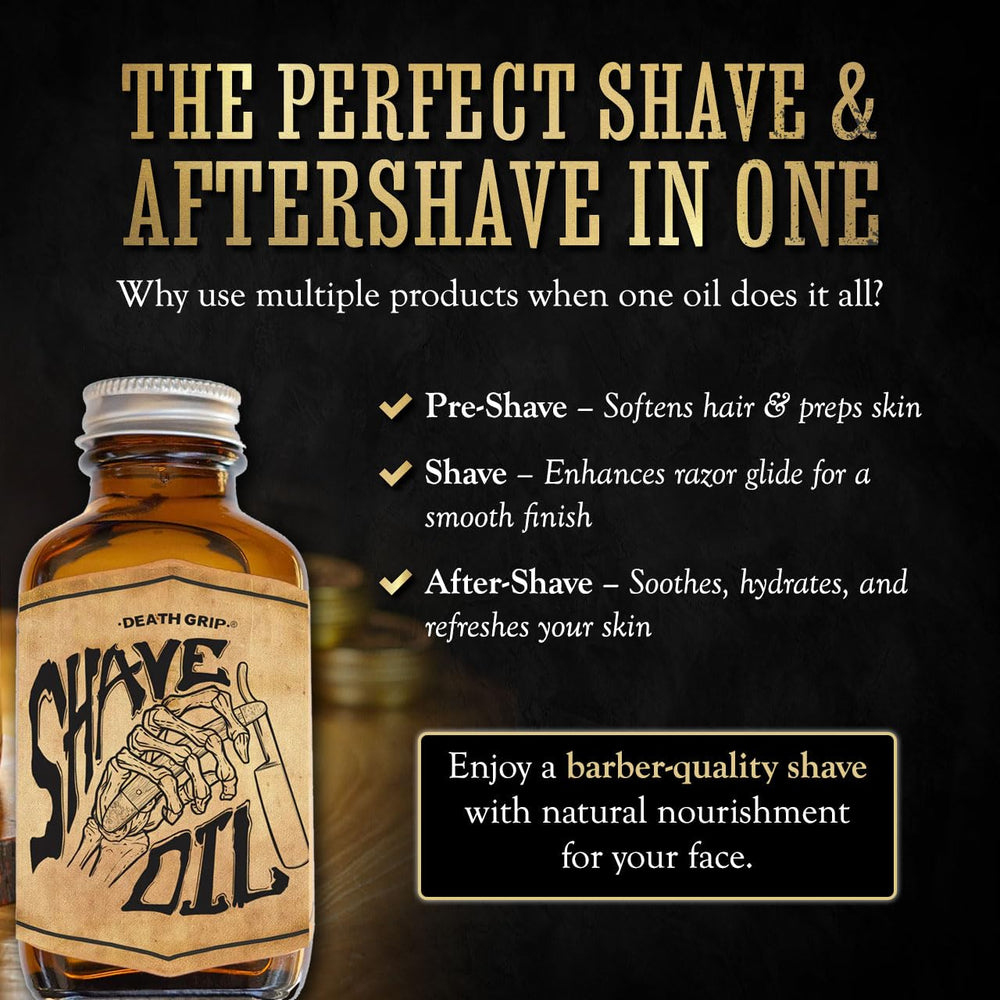 THE VINTAGE GROOMING CO. Shave Oil Tea Tree, texture naturelle pour une glisse légère.