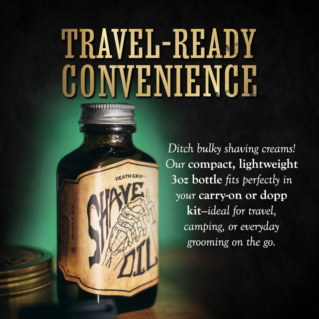 THE VINTAGE GROOMING CO. Shave Oil Tea Tree, emballage vintage et allure rétro.