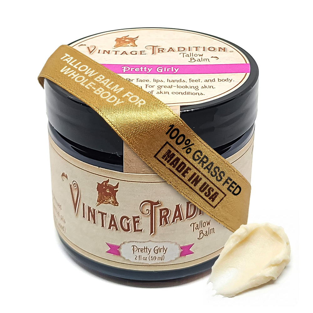 Baume Vintage Tradition à base de graisse de boeuf dans un pot, hydratation en profondeur