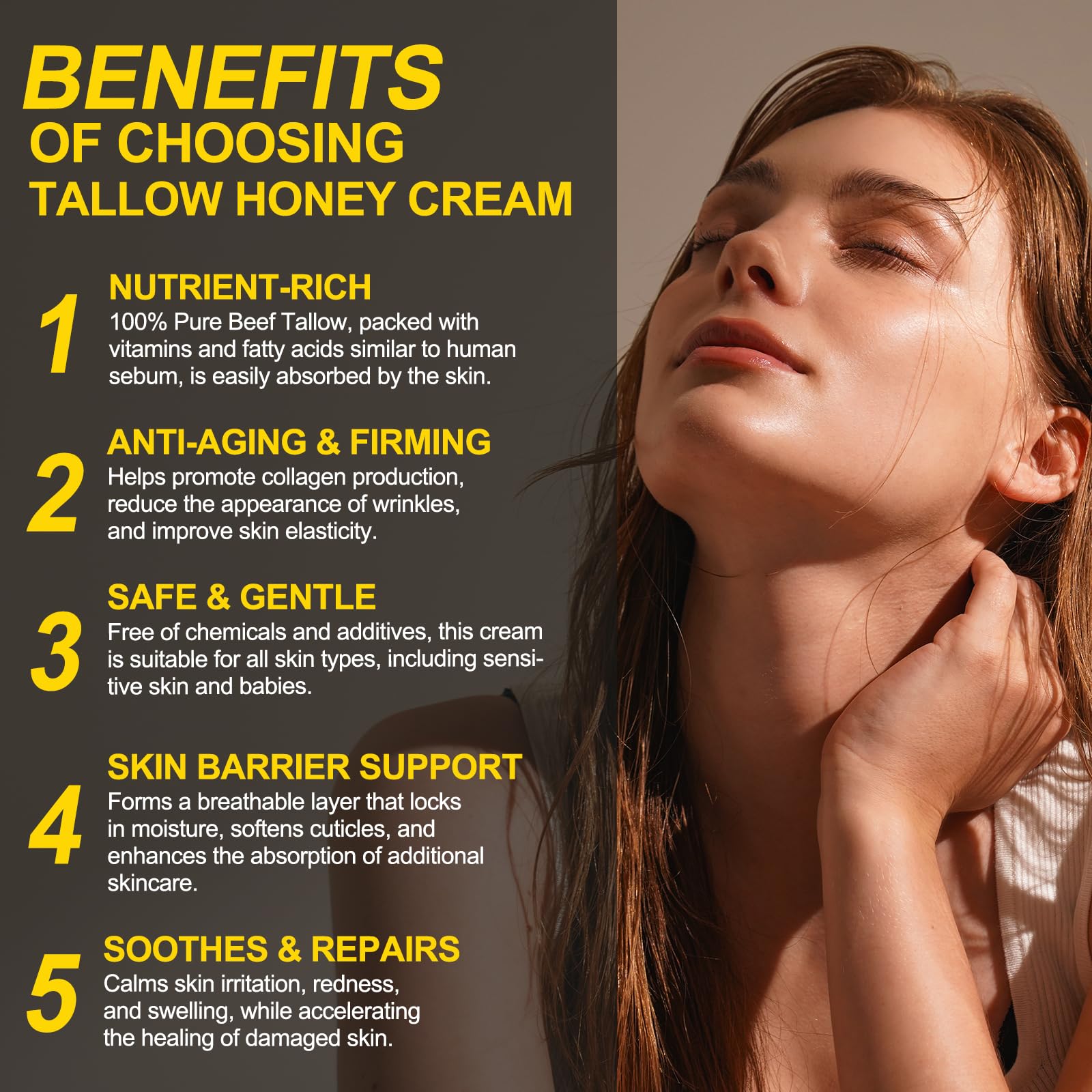VIOFAIRY Beef Tallow Honey Balm routine demonstrates daily skincare ritual.