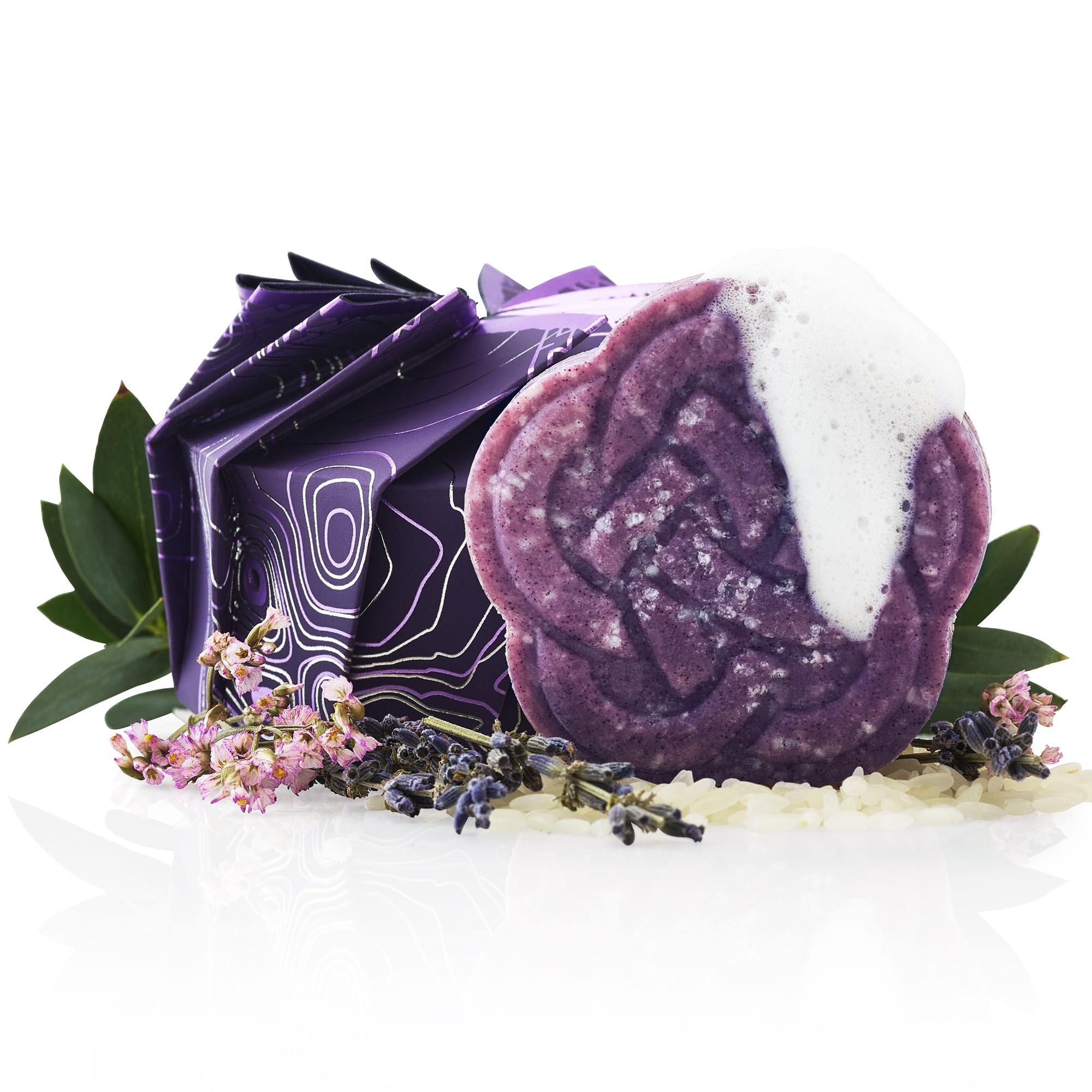 Barre Shampoing Violet Viori avec riz Longsheng pour blondes lumineux