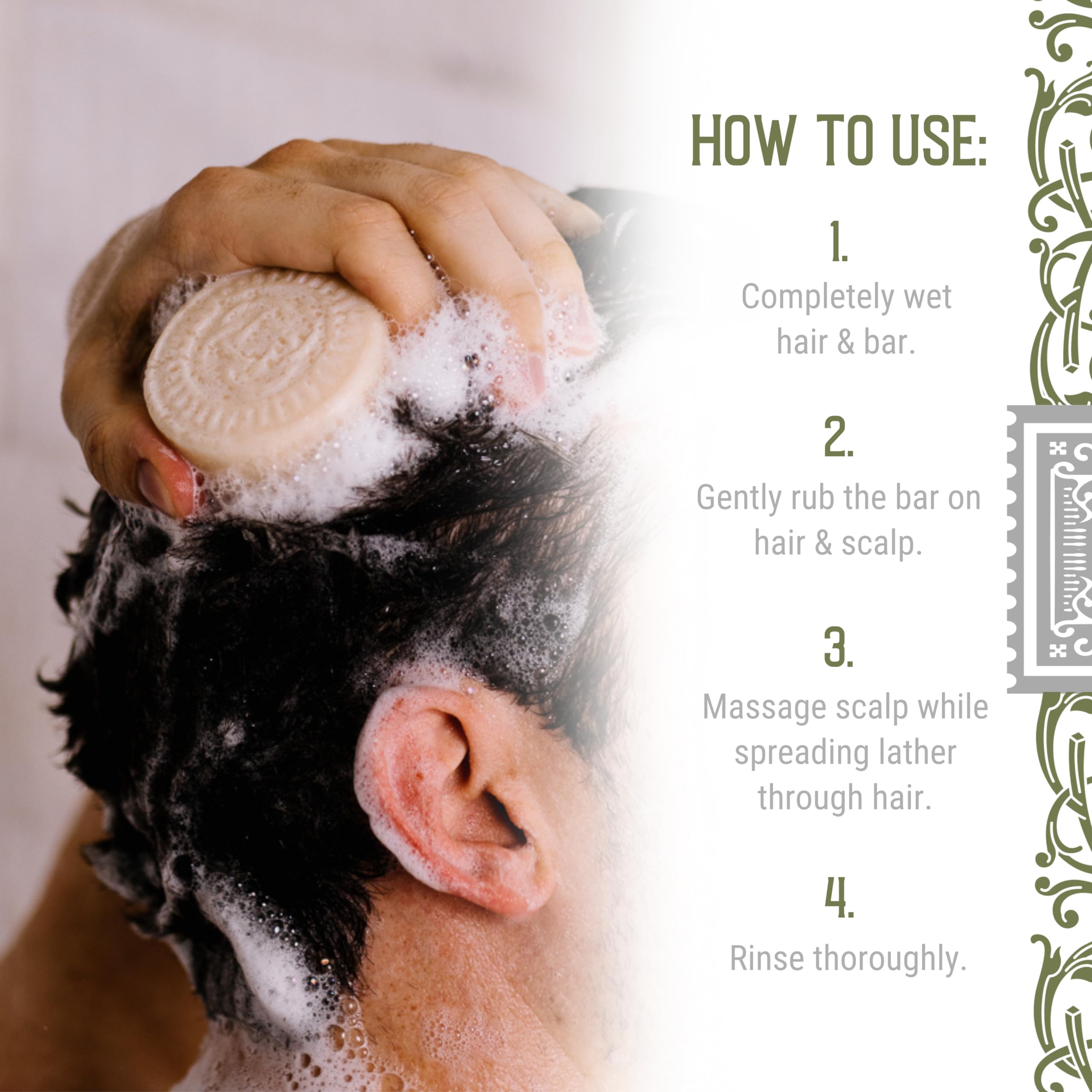 Utilisation quotidienne pratique avec Viori Hamish & Co Savon Cheveux Solide.