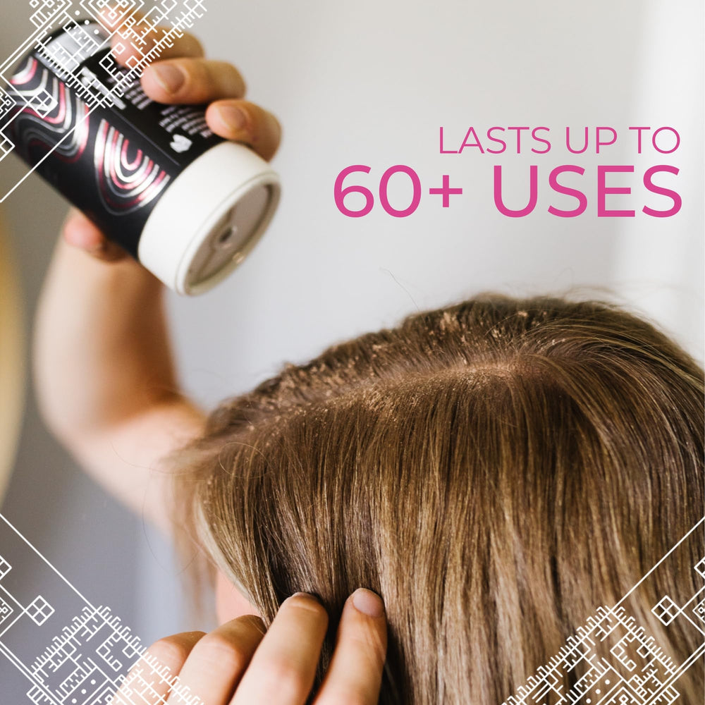 Absorption de l’huile par la poudre sèche Viori, cheveux plus frais.