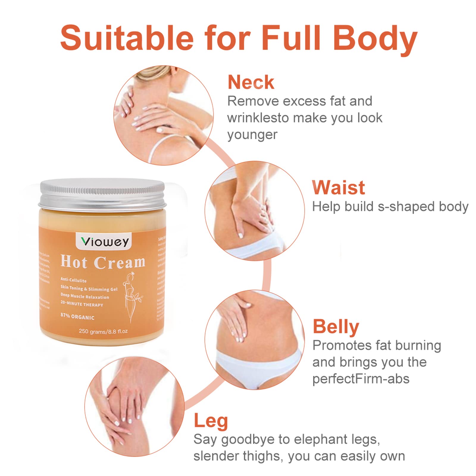 Viowey Crème Chauffante pour les bras, peut soutenir le tonus musculaire et la peau lisse.