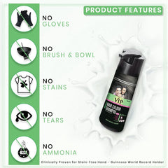 VIP 5 en 1 Shampoing Colorant, application avec mains nues, pratique.