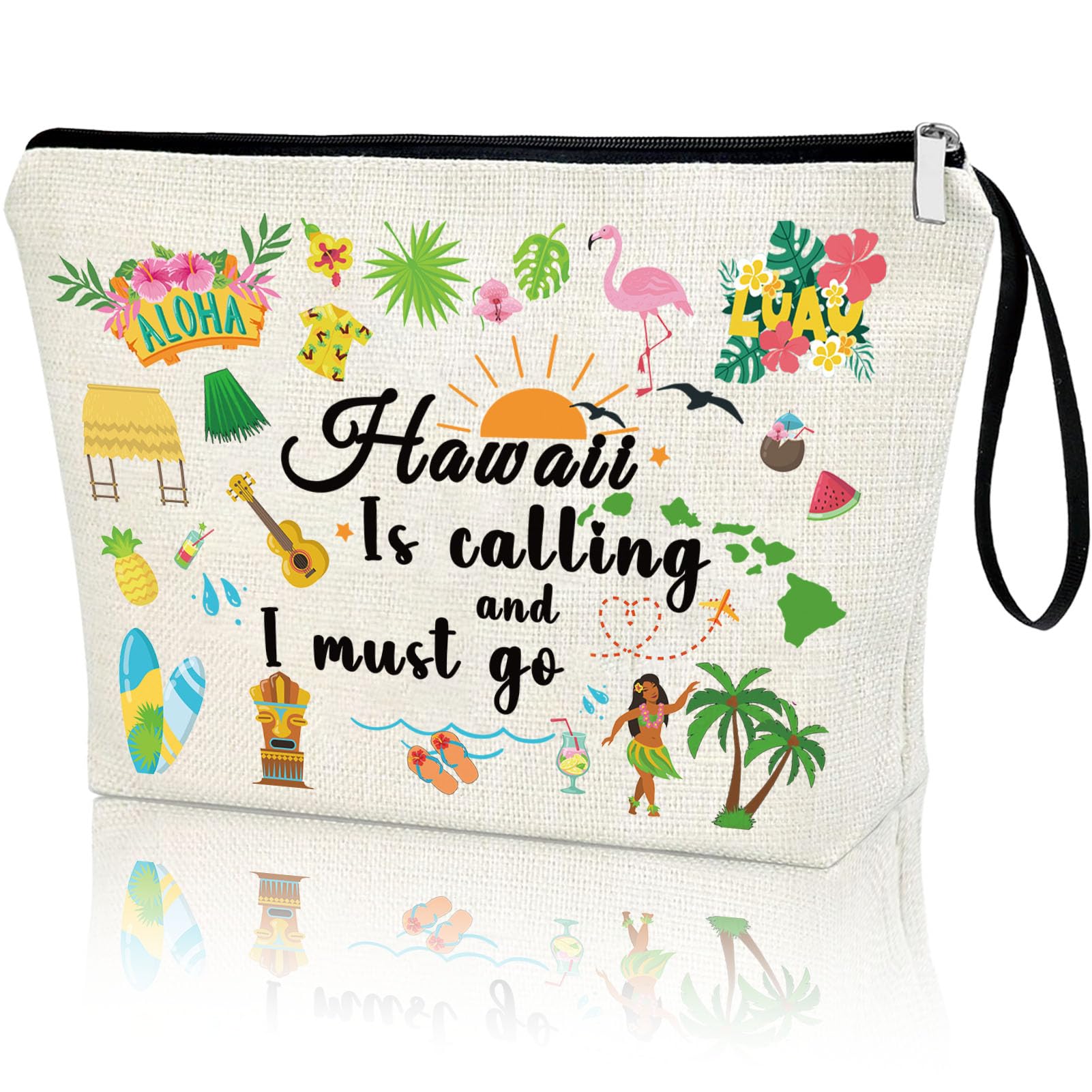 Virfuntaki sac zippé hawaï motif : parfait pour les essentiels en voyage.