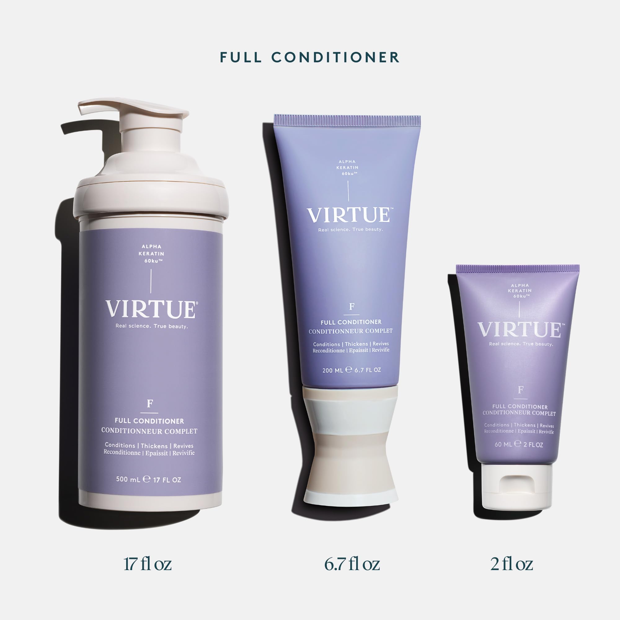 VIRTUE Après-shampooing volumisant complet : cheveux fins gagnent en volume après utilisation.