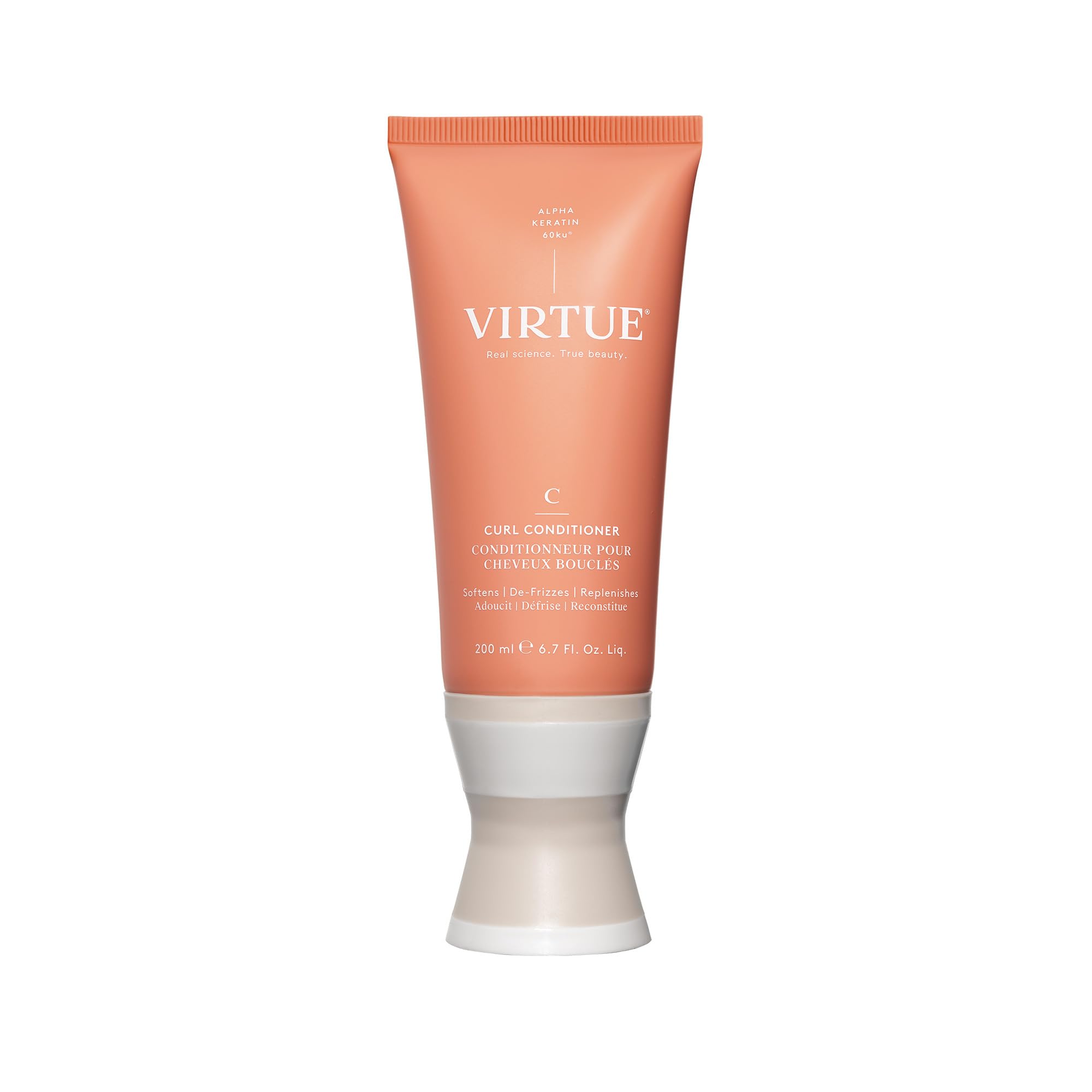 Conditionneur Virtue Curl à l’huile de jojoba, bouteille élégante pour hydrater les boucles.