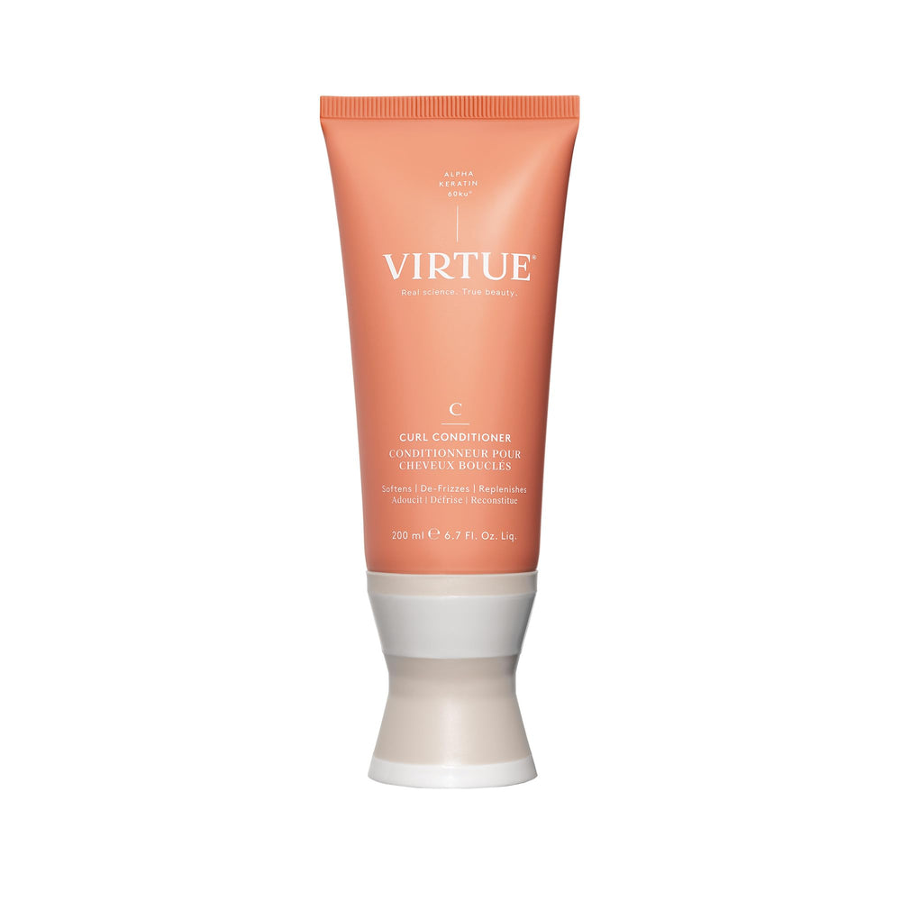 Conditionneur Virtue Curl à l’huile de jojoba, bouteille élégante pour hydrater les boucles.