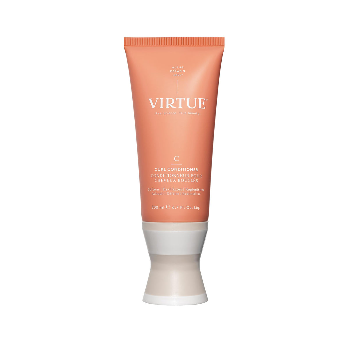 Conditionneur Virtue Curl à l’huile de jojoba, bouteille élégante pour hydrater les boucles.