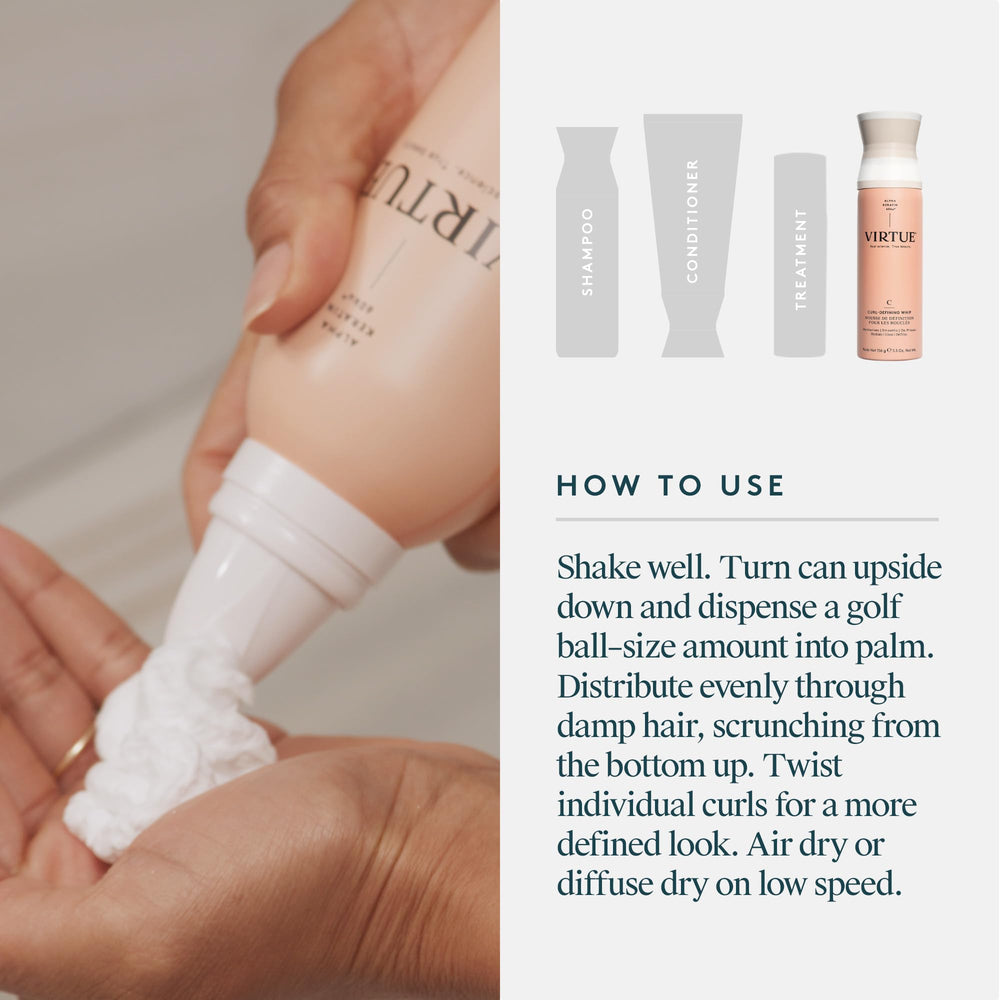 Virtue Curl Defining Whip : séchage au diffuseur pour boucles définies.