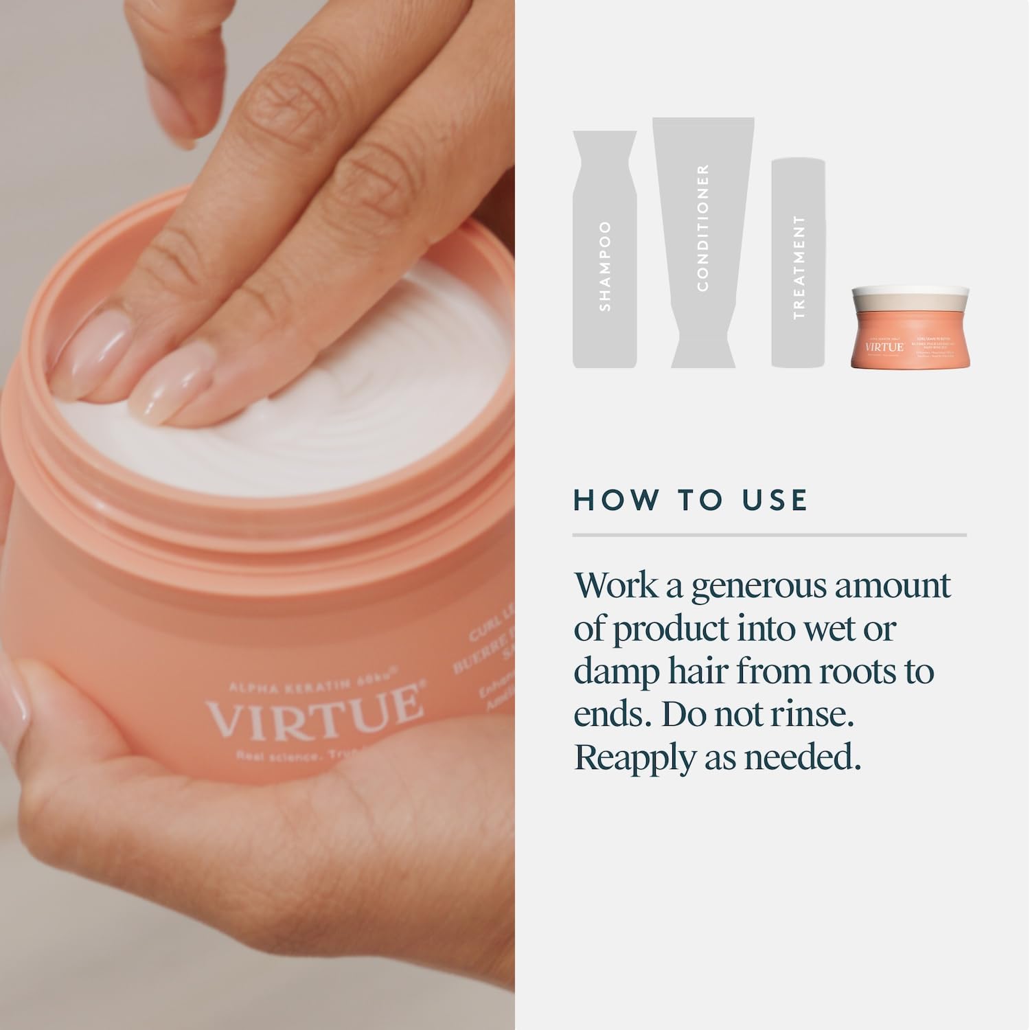 Sans silicones, soin VIRTUE pour boucles sans lourdeur