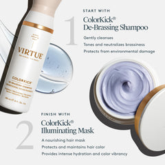 VIRTUE De-Brassing: produit sans silicone pour une routine capillaire plus légère.