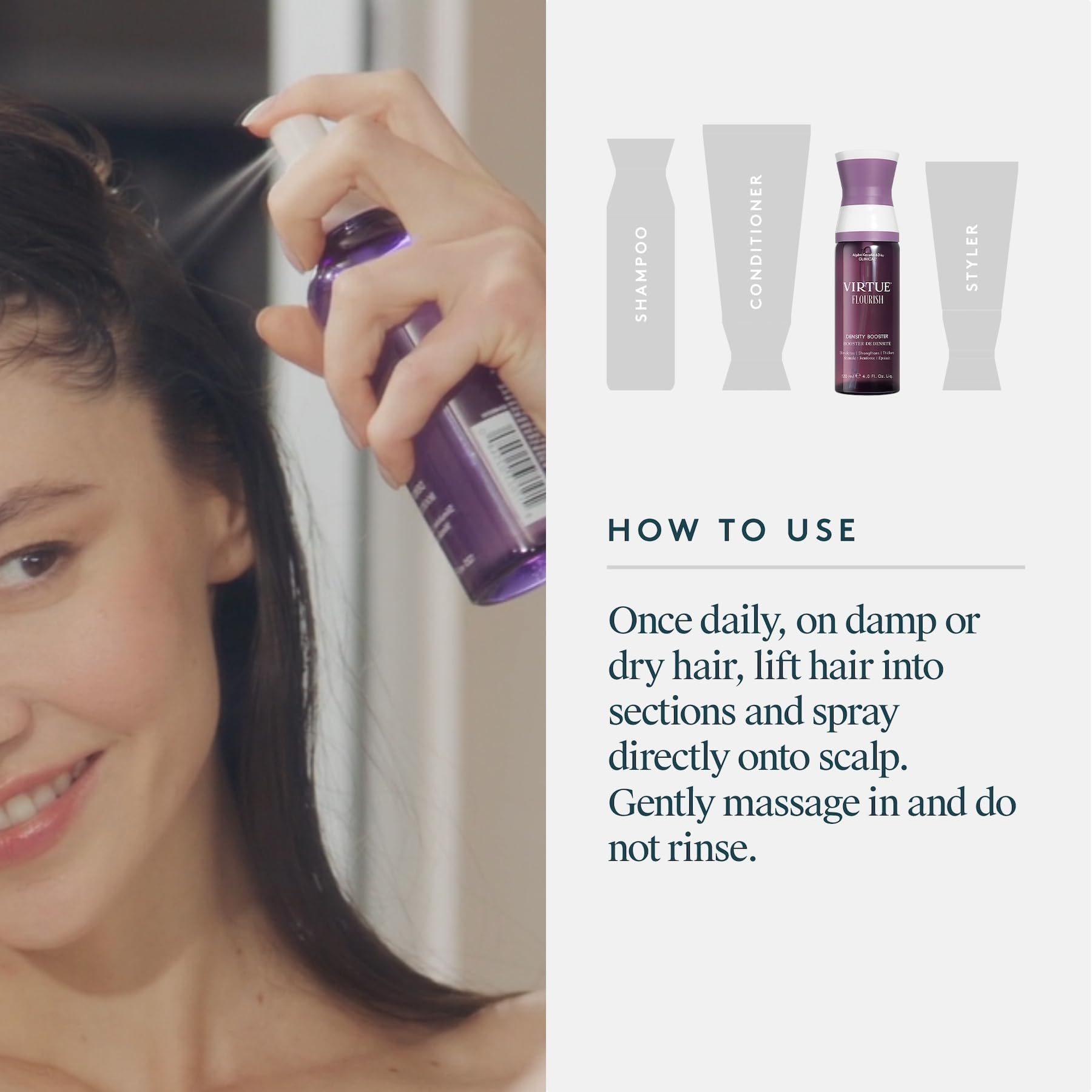 Virtue Flourish – Absorption rapide qui prépare les cheveux à la croissance.