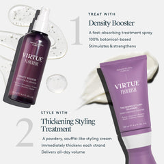 Main appliquant Flourish sur cheveux propres pour densité