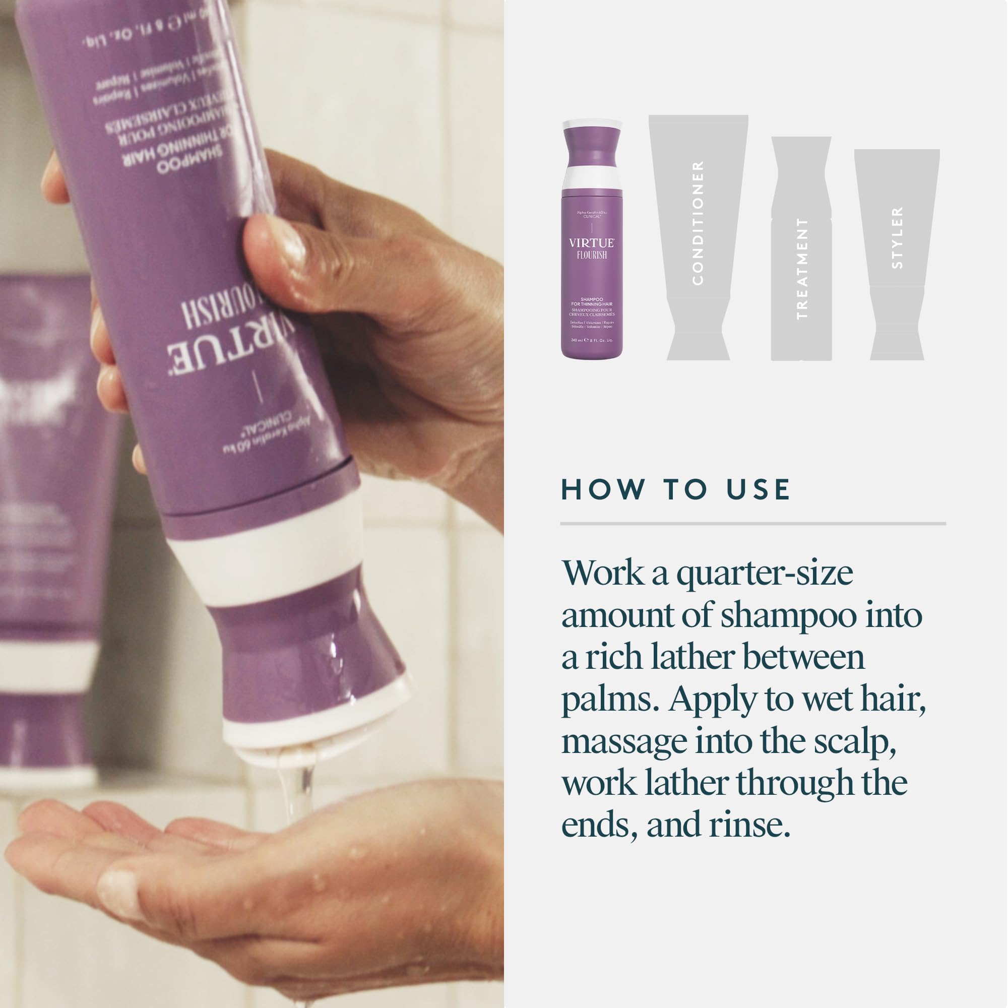 Texture légère purifiant le cuir chevelu avec Virtue Flourish